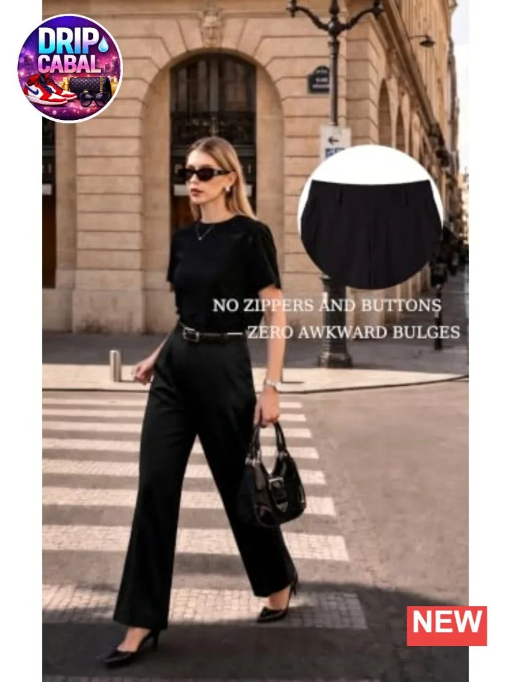 High Waisted Wide Leg Pants, Stretchy Pull On Slacks with Pockets, Business